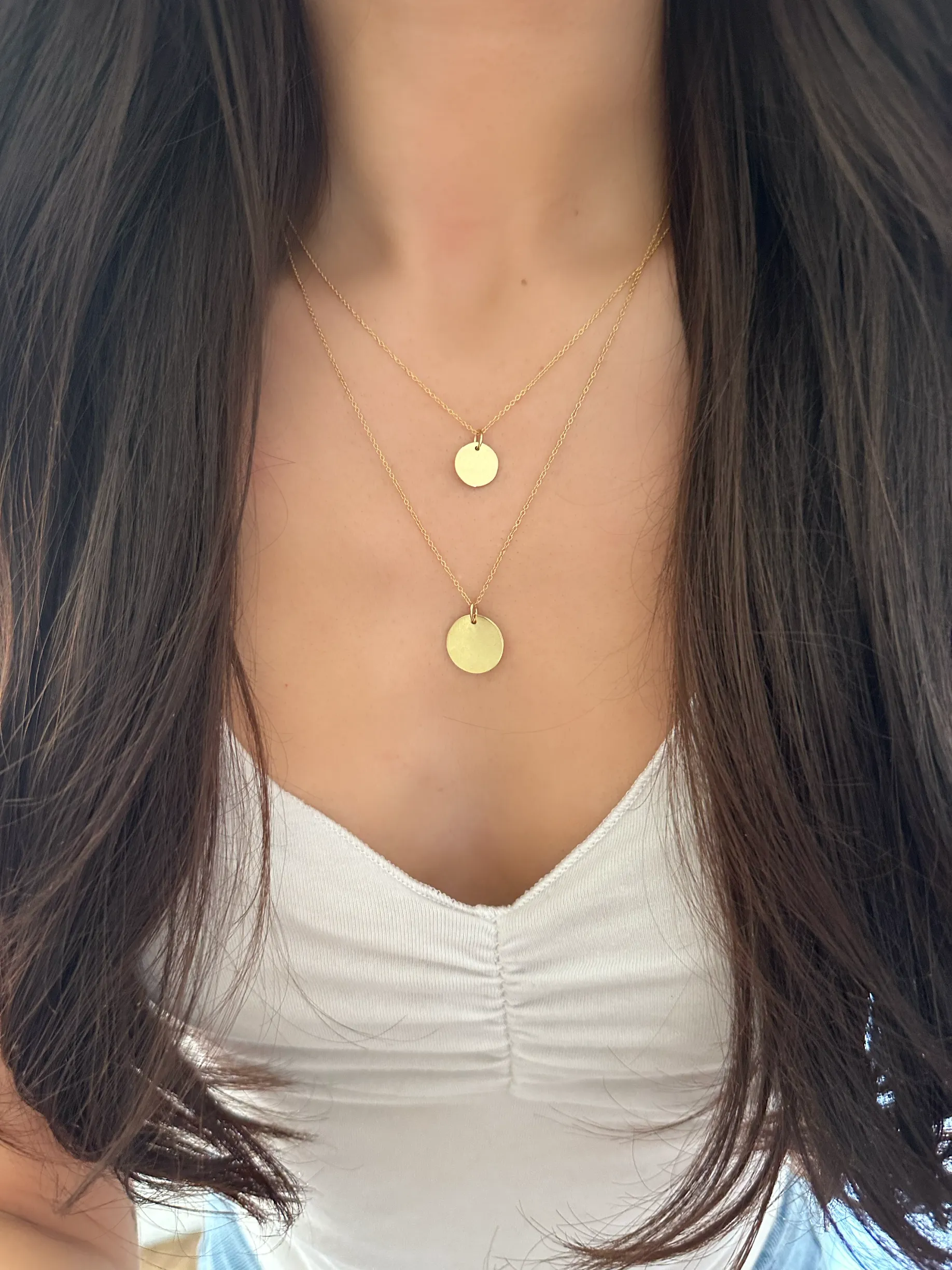 10K Gold Personalized Disc Charm Necklace