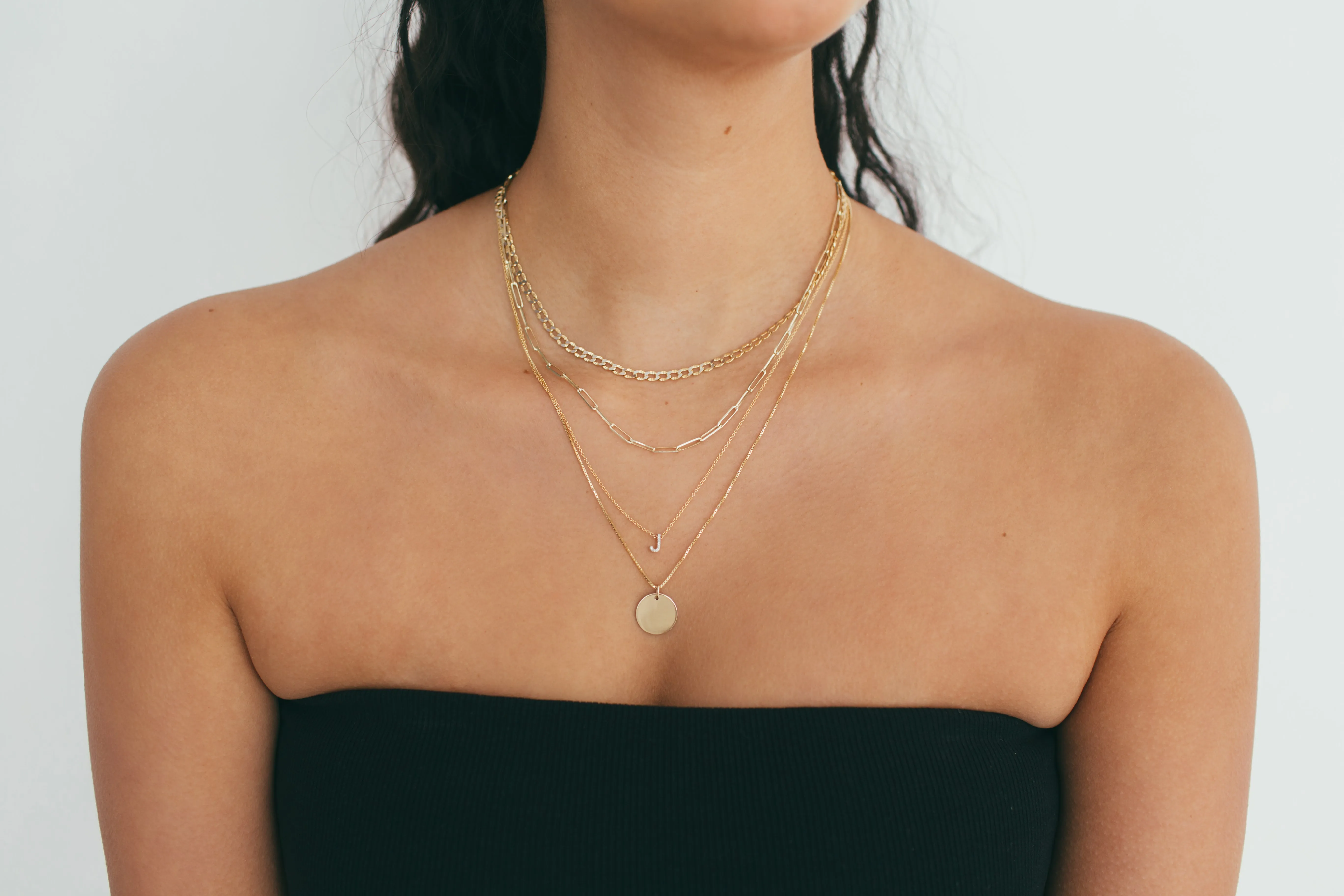 10K Gold Personalized Disc Charm Necklace