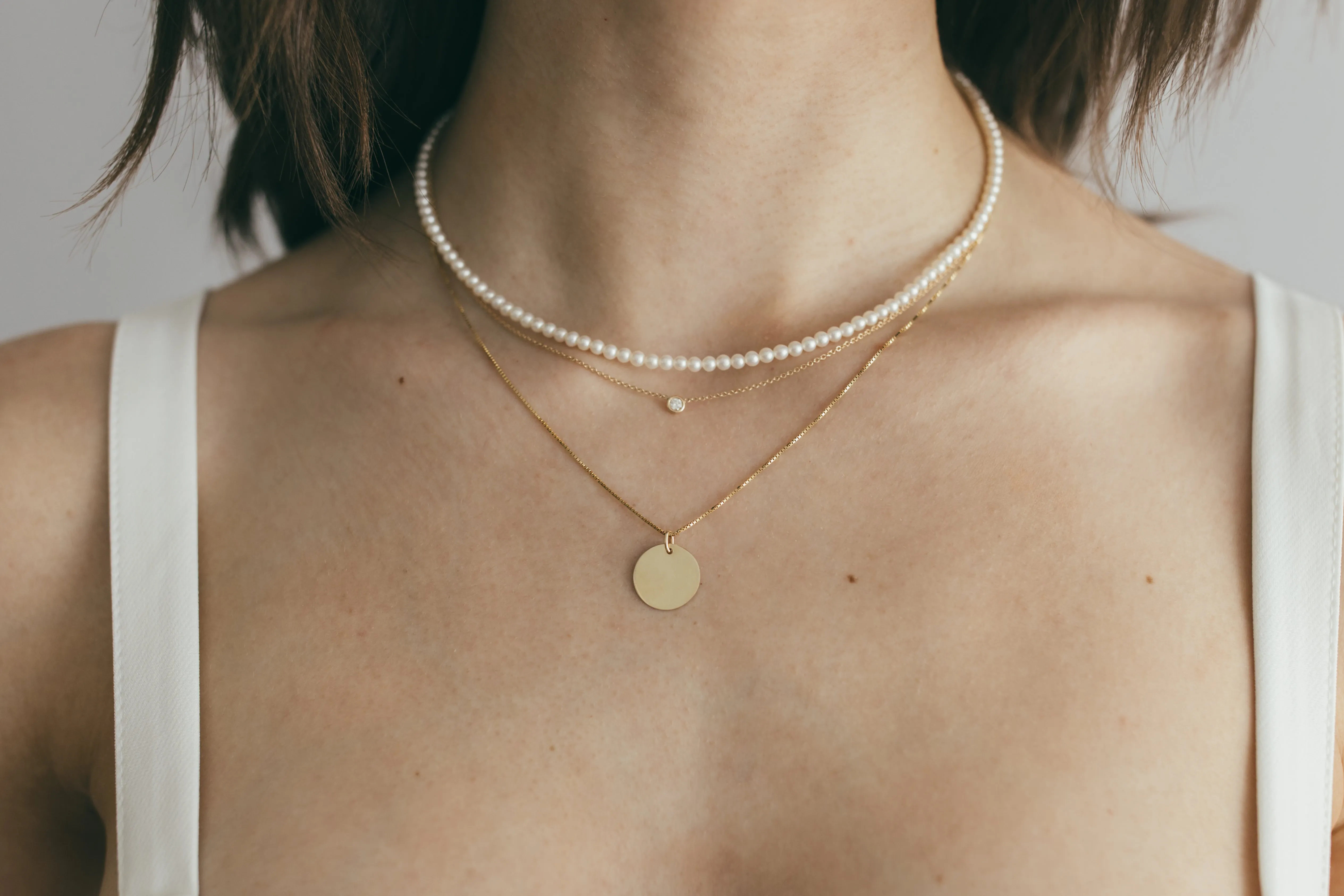 10K Gold Personalized Disc Charm Necklace