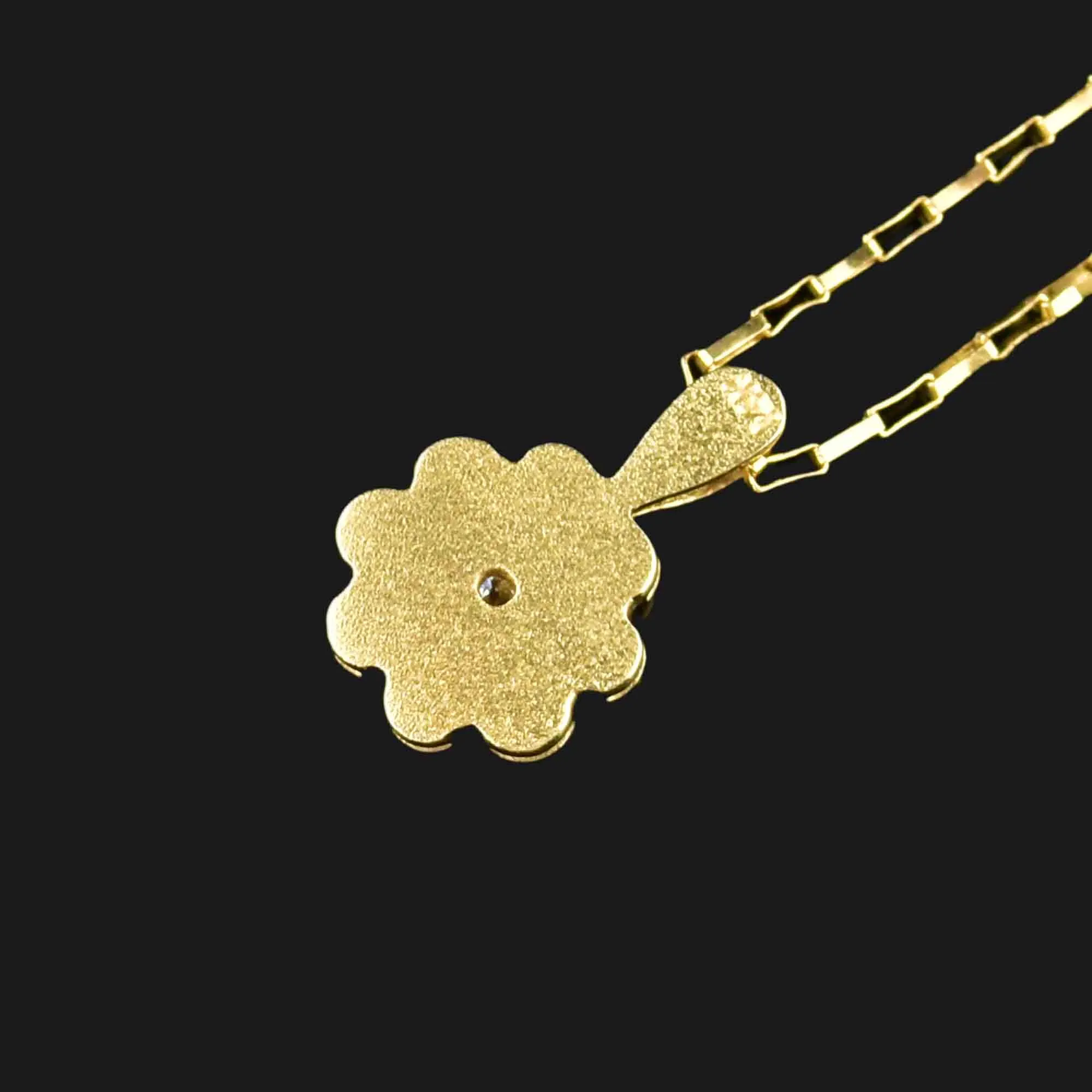 14K Gold Diamond Solitaire Buttercup Pendant Necklace