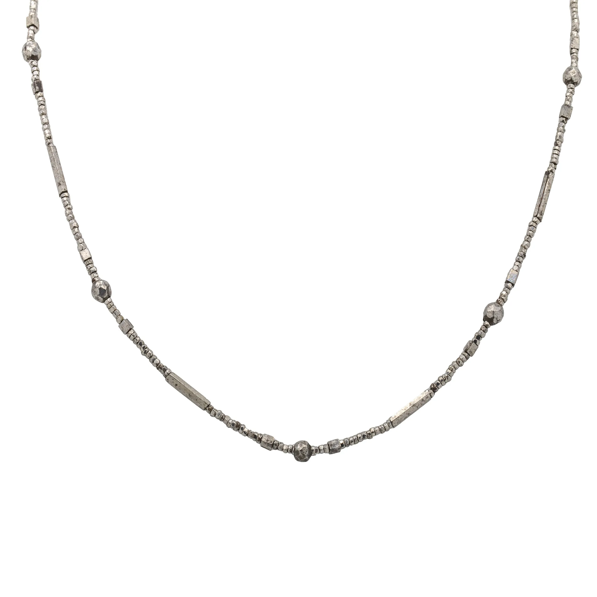 16.5" Georgian Cut Steel Necklace, with 9ct Gold Bolt-Ring