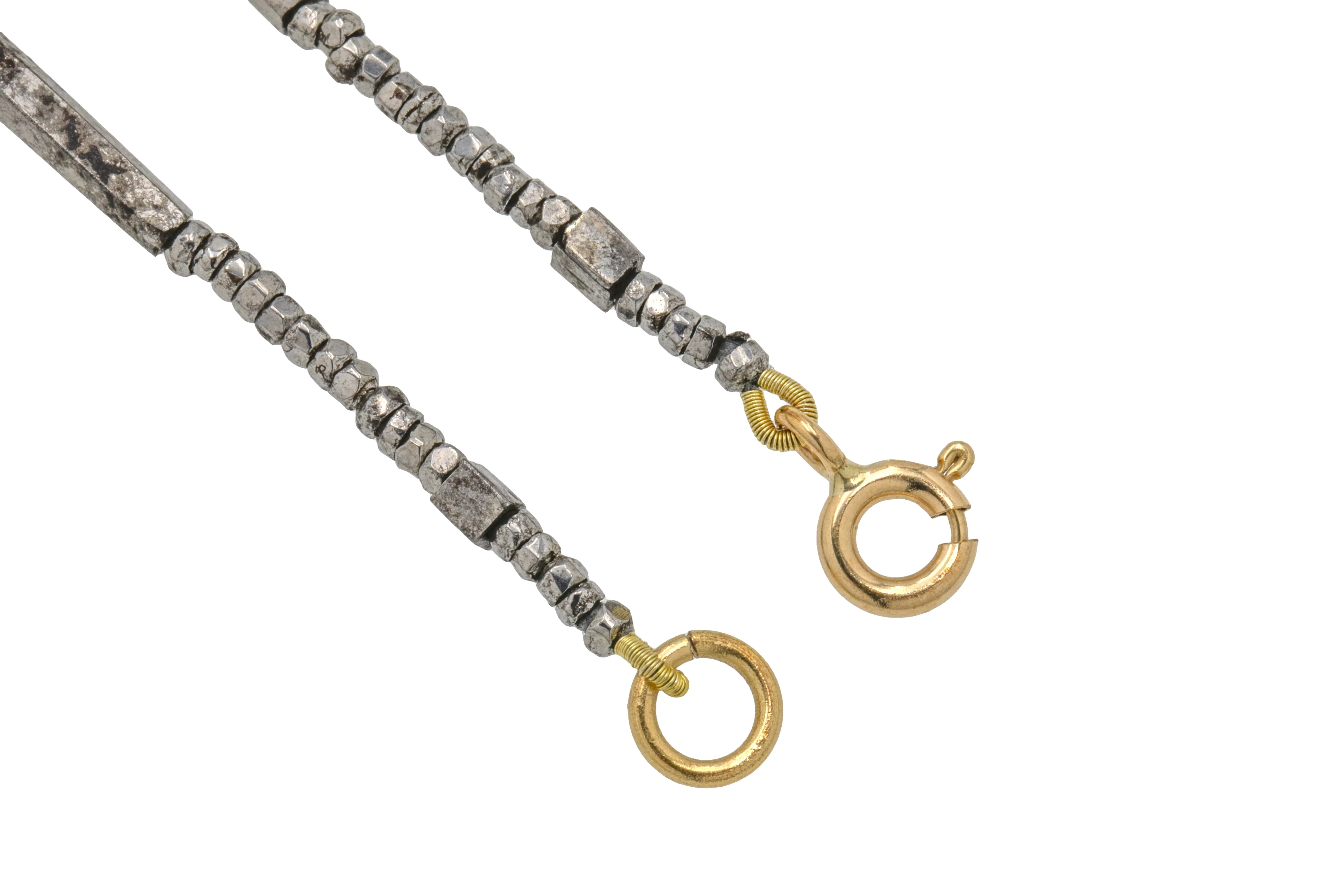 16.5" Georgian Cut Steel Necklace, with 9ct Gold Bolt-Ring