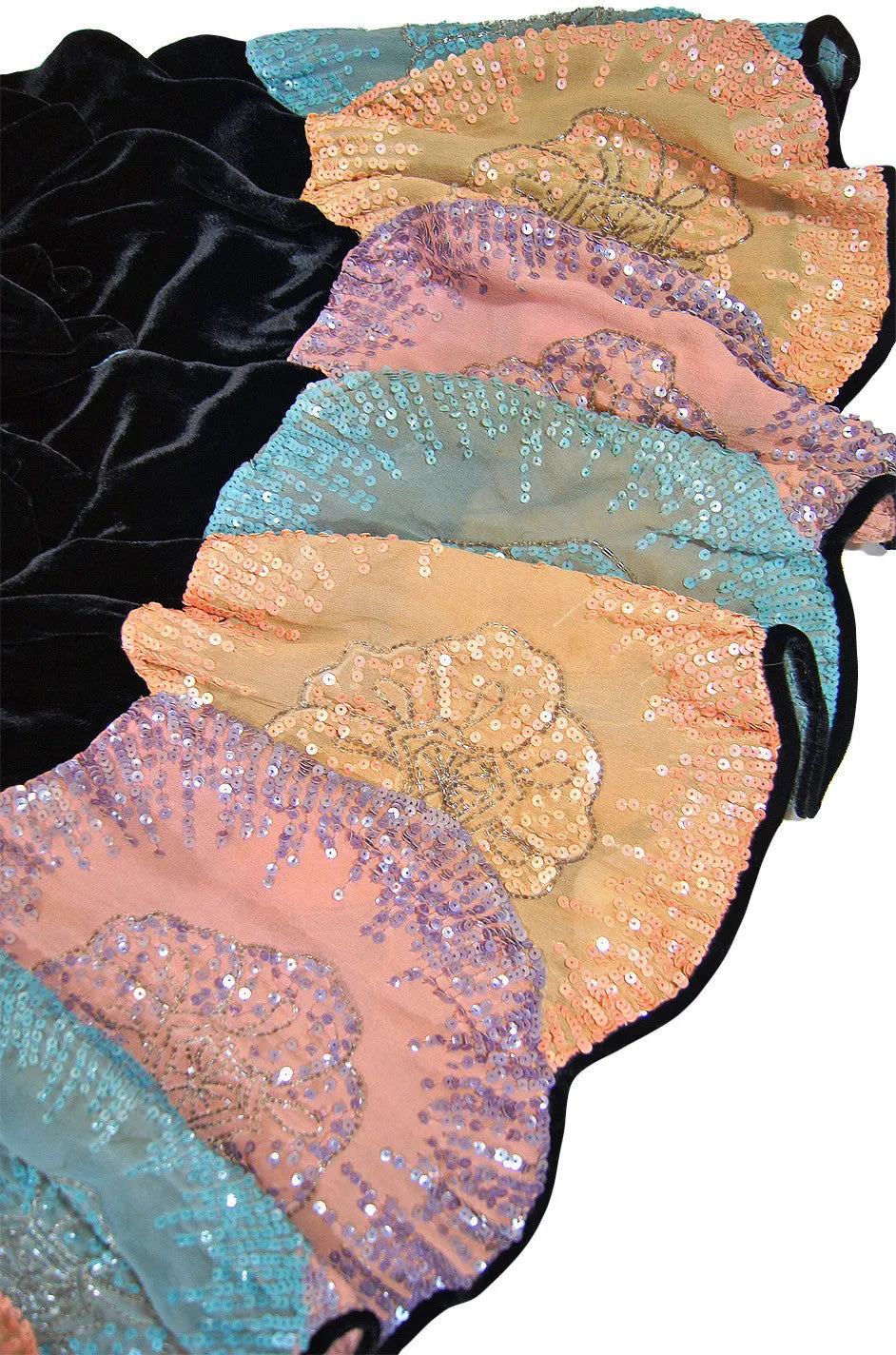 1920s Silk Velvet Sequin Hem Dress