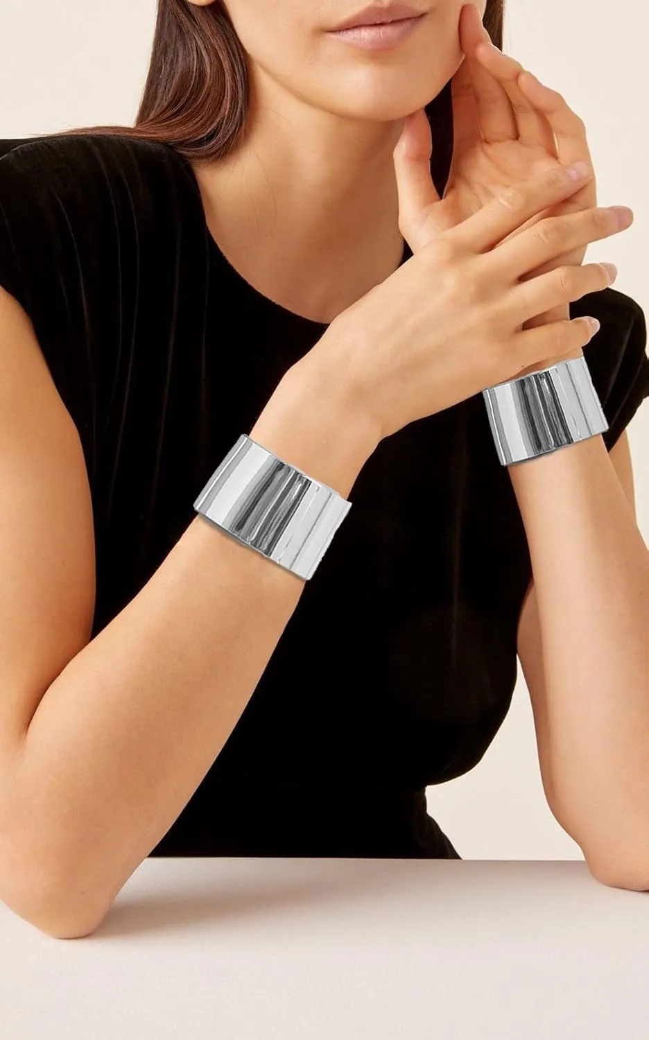 2 Pcs Cuff Bangle Bracelet for Women Wide Open Cuff Bracelets Gold Sliver Wrist Cuff Wrap Bracelets Adjustable