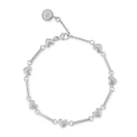 24Kae Shell Hearts Bracelet, Silver