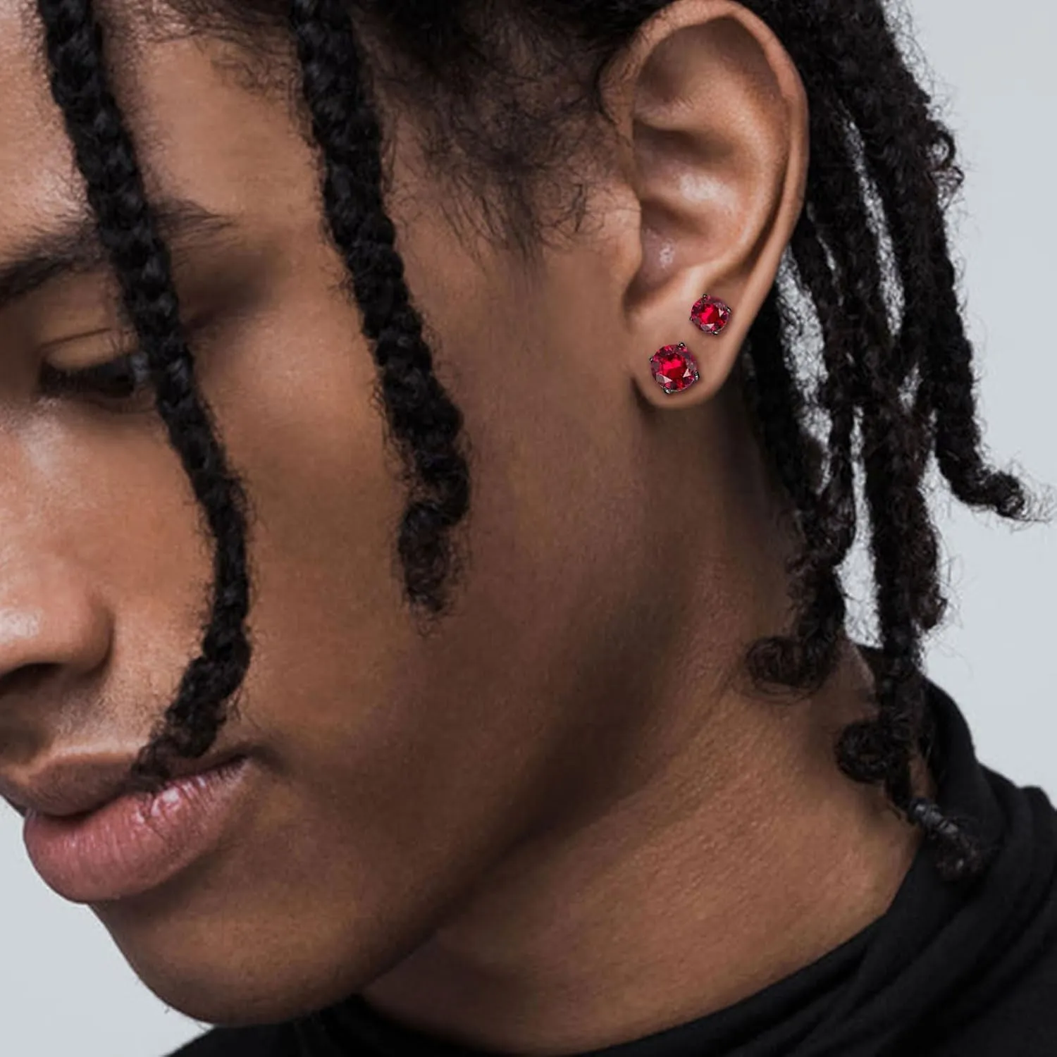 5 Pairs Stud Earrings Set for Men 18K Black Gold Plated 3/4/5/6/7mm Round Crystal Ear Piercing Hypoallergenic Jewelry Women