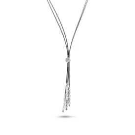 925 Sterling Silver Black Rhodium Plated Multi Beads Accent Cable Chain Necklace - ECN008