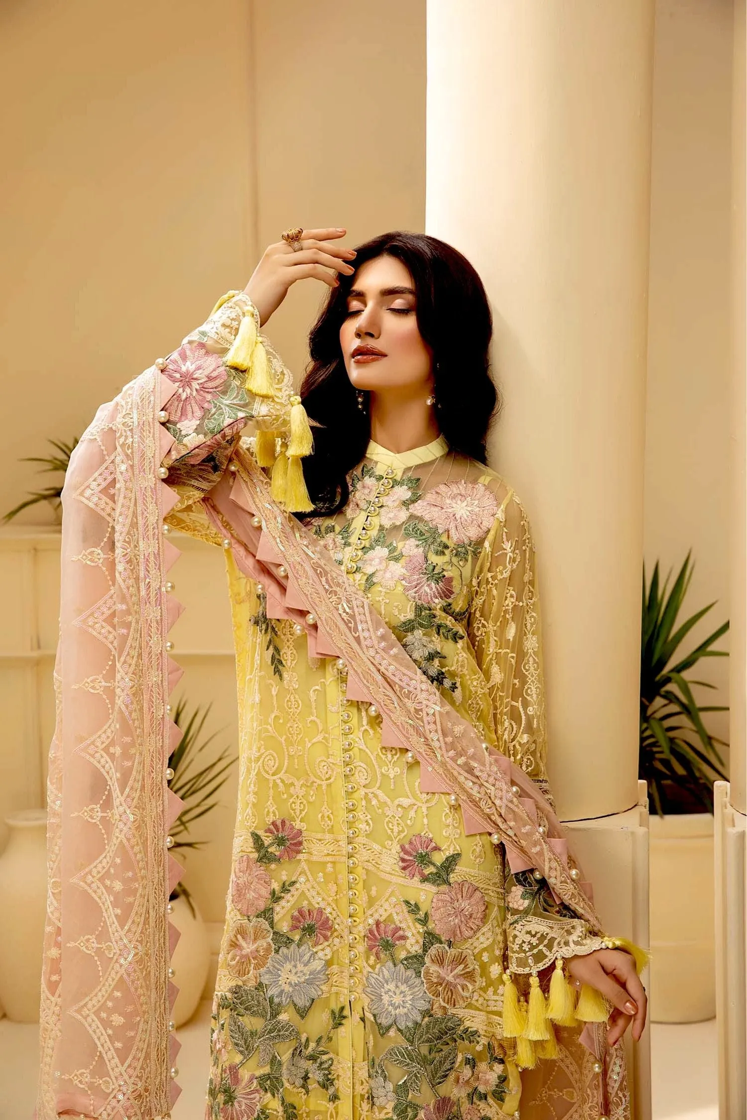Adan's Libas Tesoro Embroidered Chiffon Formal Collection – Vanilla Sky
