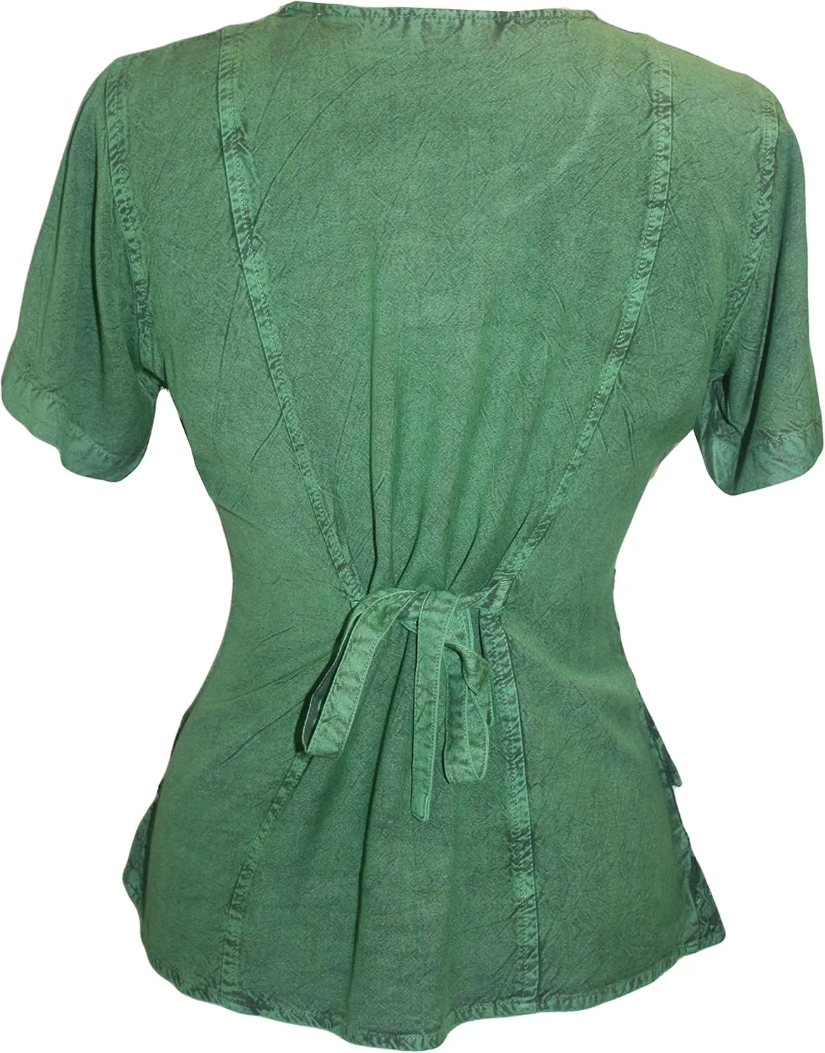 Agan Traders 2025 Summer Medieval Vintage Round Neck Women's Blouses - Short Sleeve Embroidered Tops for Women