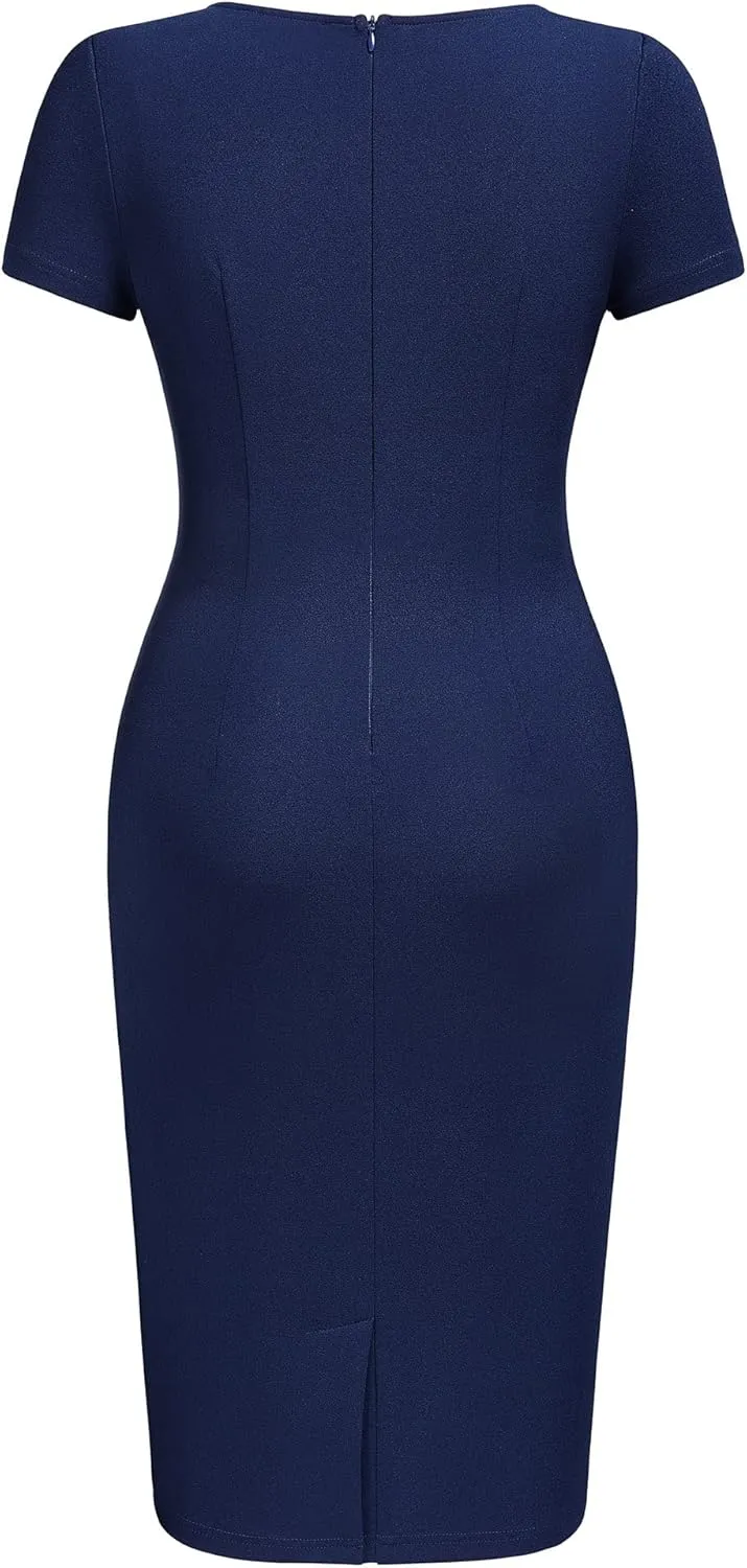 AISIZE Women's Classic Keyhole Neck Wrap Cocktail Party Sheath Dress