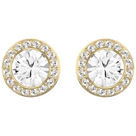 ANGELIC ROUND STUD PIERCED EARRINGS, CRYSTAL, GOLD-TONE PLATED