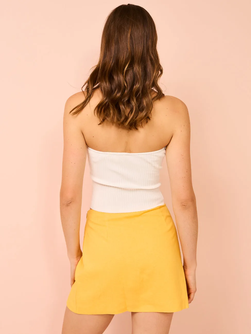 Assembly Label Skara Strapless Rib Top in White