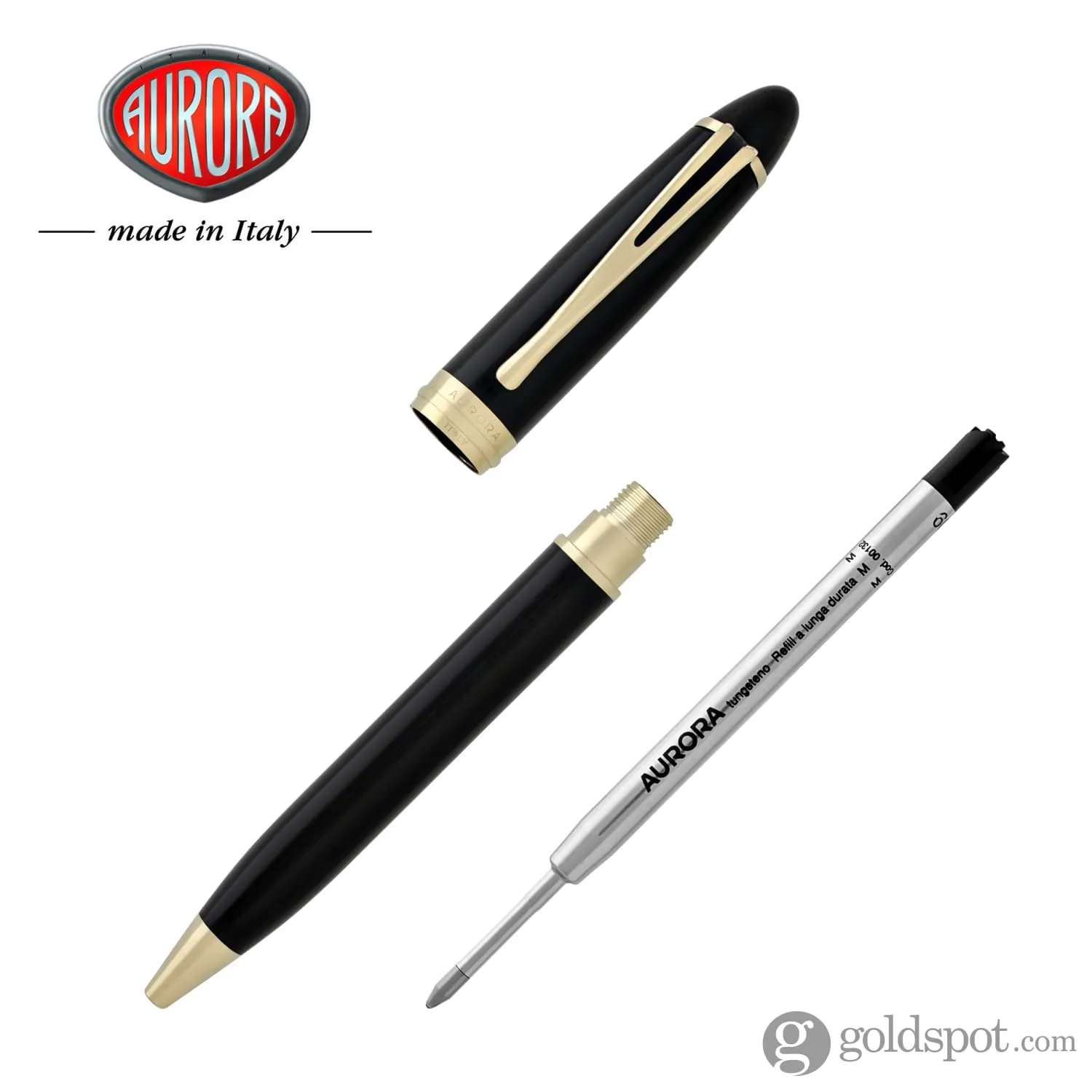 Aurora Ipsilon Deluxe Ballpoint Pen in Black Gold Trim