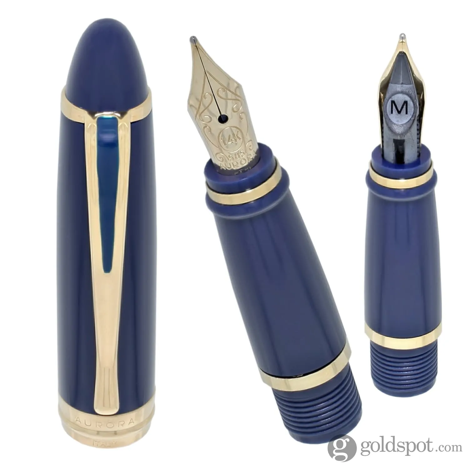Aurora Ipsilon Deluxe Fountain Pen in Blue with Gold Trim - 14K Gold