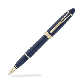 Aurora Ipsilon Deluxe Fountain Pen in Blue with Gold Trim - 14K Gold