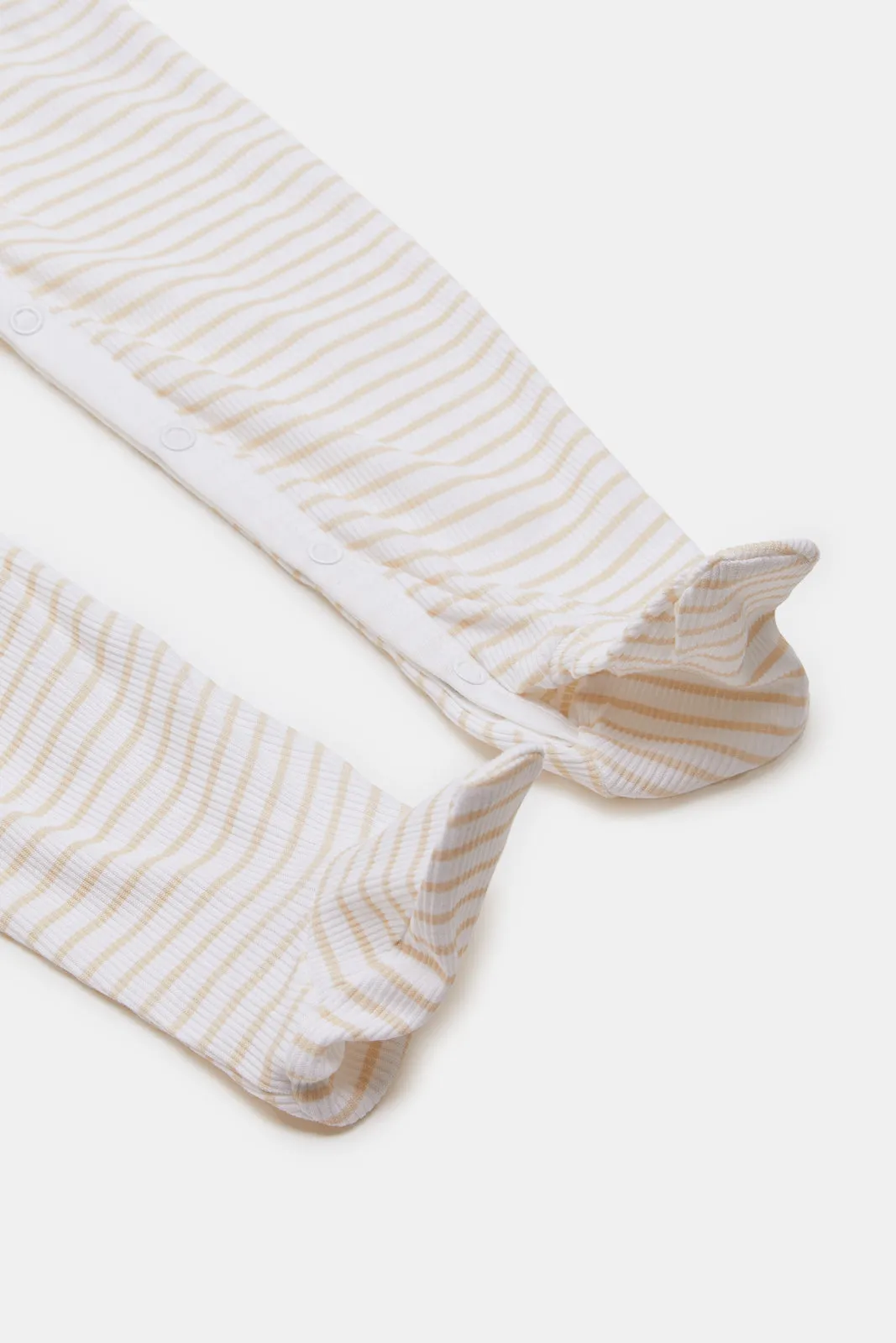 Babies White Striped Sleepsuit