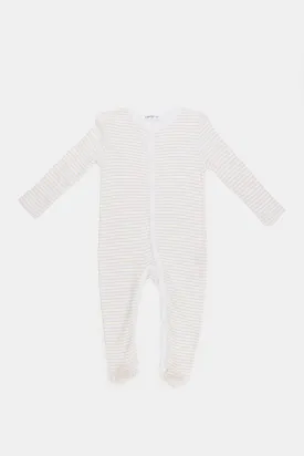 Babies White Striped Sleepsuit