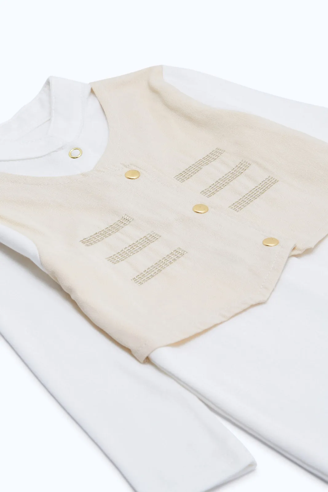 Baby Boy White Waistcoat Sleepsuit Boy