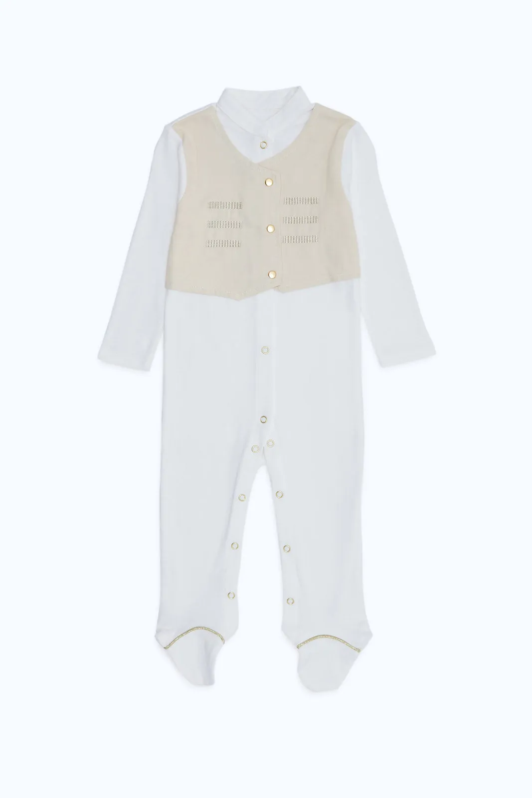 Baby Boy White Waistcoat Sleepsuit Boy