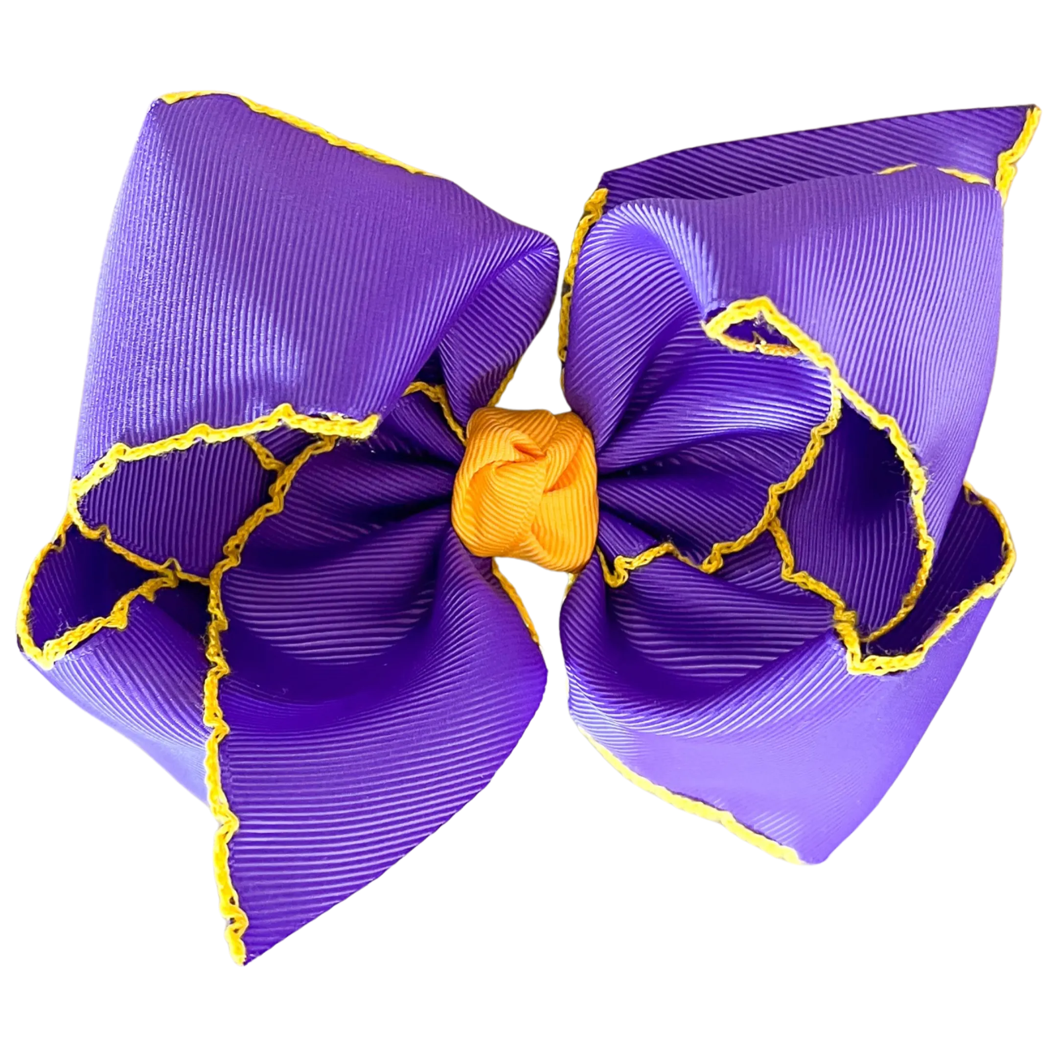 BC Crochet Trim Bow - Purple   Gold