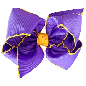 BC Crochet Trim Bow - Purple   Gold