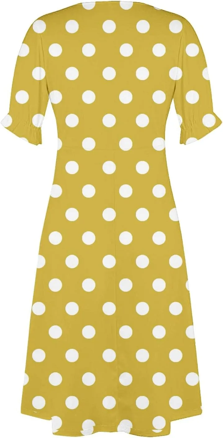 Beach Dresses for Women 2025 Spring Trendy Floral Boho Elegant V Neck Short Sleeve Irregular Hem Midi Dress