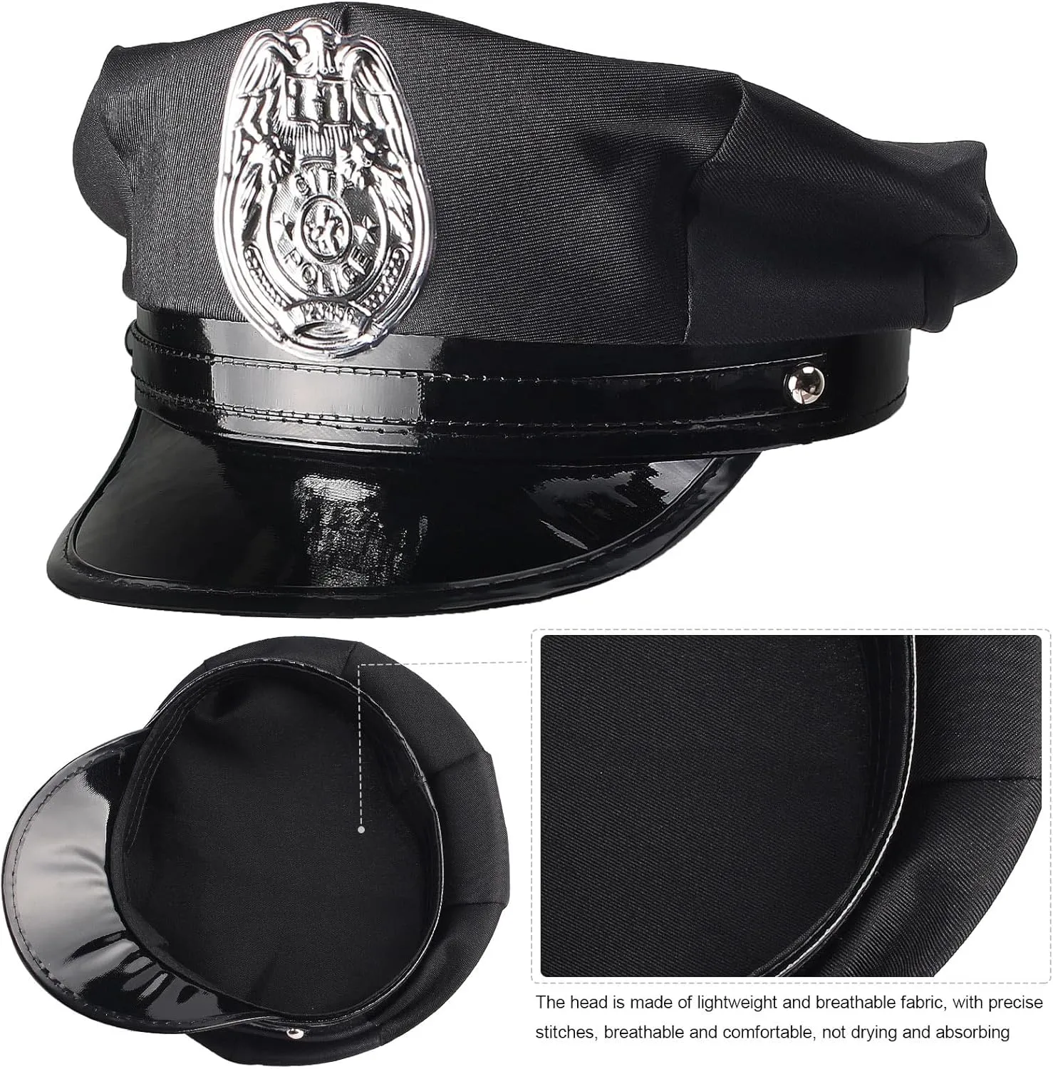 Beelittle Police Costume Accessories Hat Handcuffs Policeman Badge Cop Swat FBI Cosplay