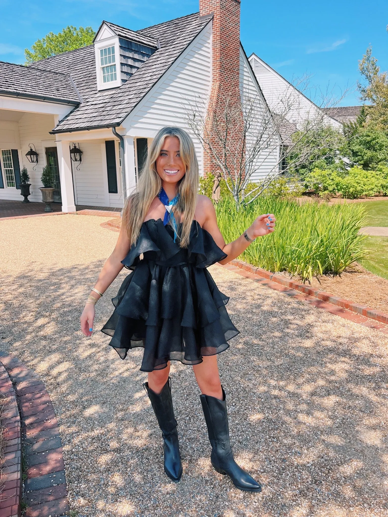Big Ruffles Tiered Mini Dress - Black