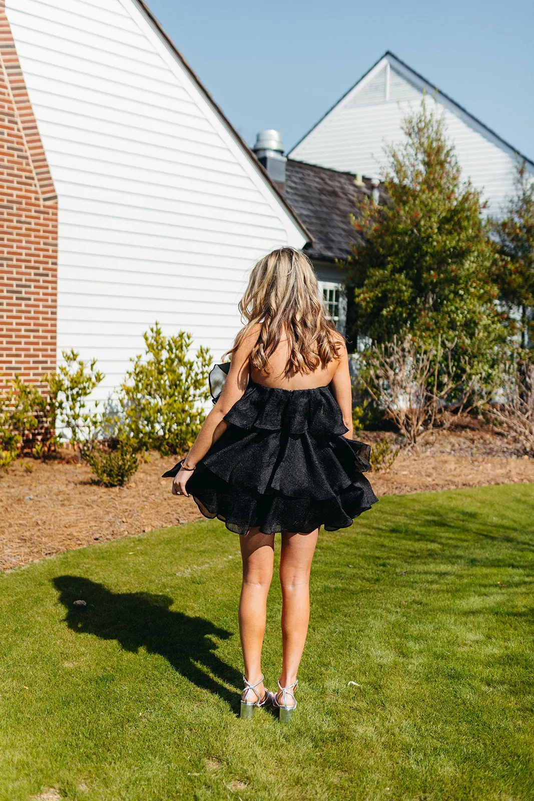 Big Ruffles Tiered Mini Dress - Black