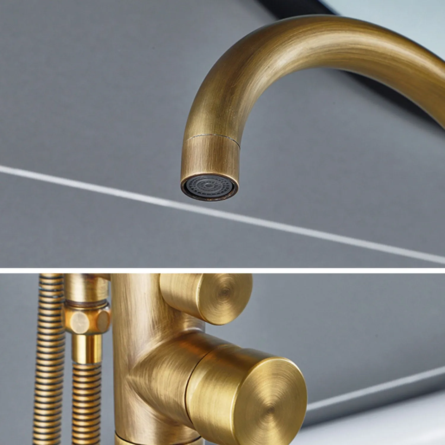 Black & Bronze Floor Standing Bathtub Tap