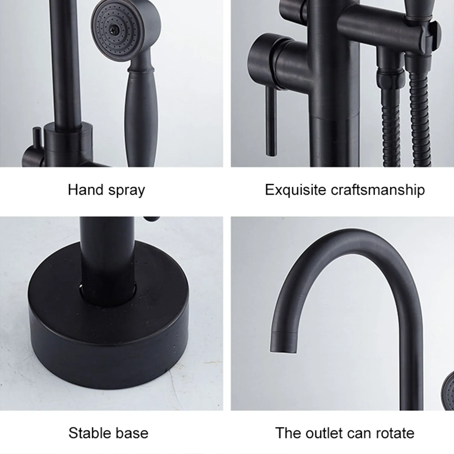 Black & Bronze Floor Standing Bathtub Tap