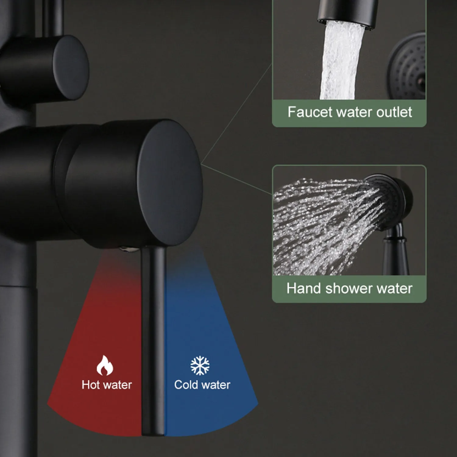 Black & Bronze Floor Standing Bathtub Tap