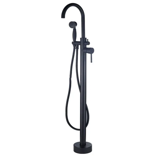 Black & Bronze Floor Standing Bathtub Tap