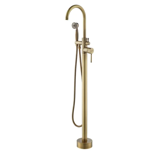 Black & Bronze Floor Standing Bathtub Tap