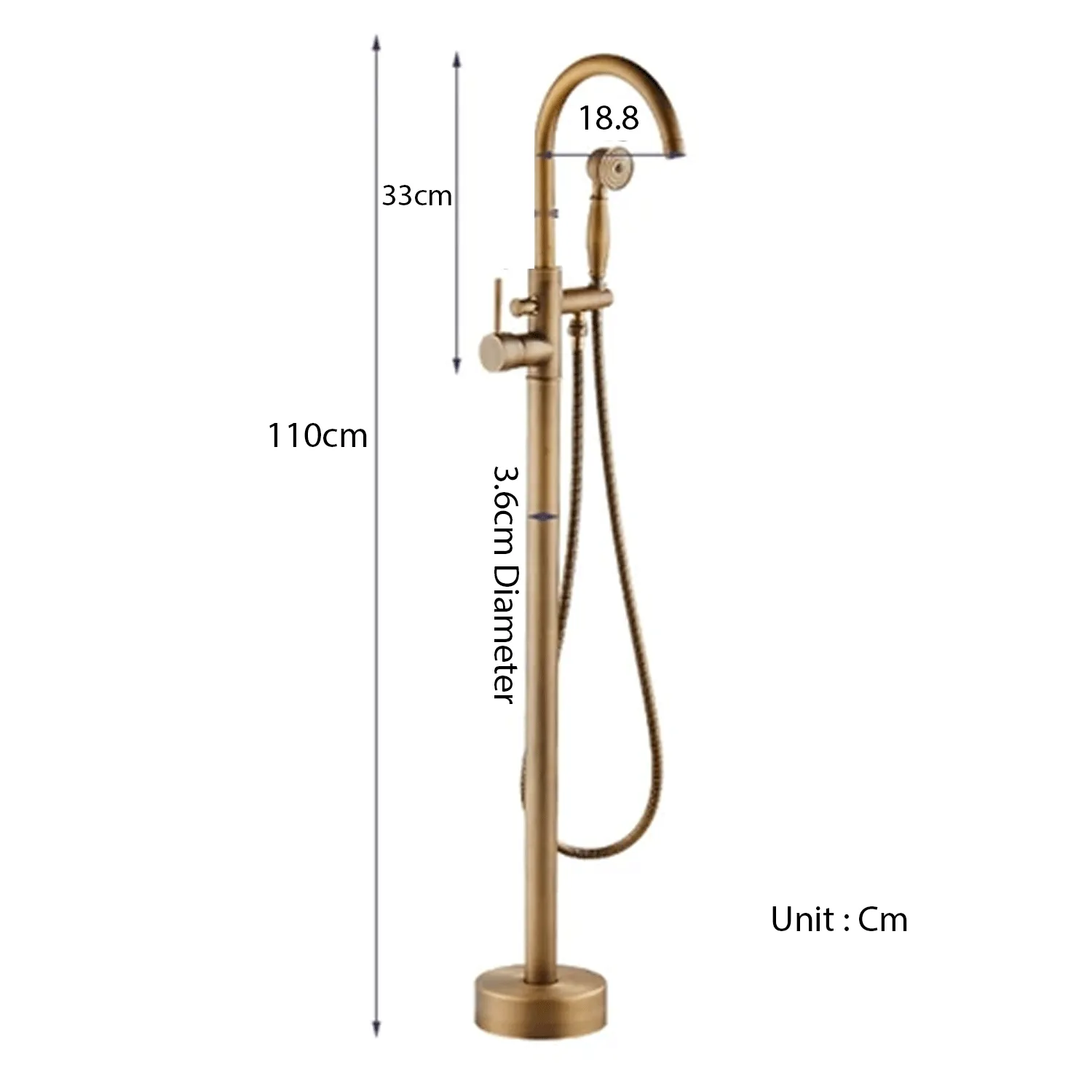 Black & Bronze Floor Standing Bathtub Tap