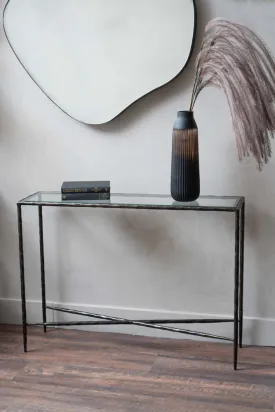 Black Console With Smoked Glass Top