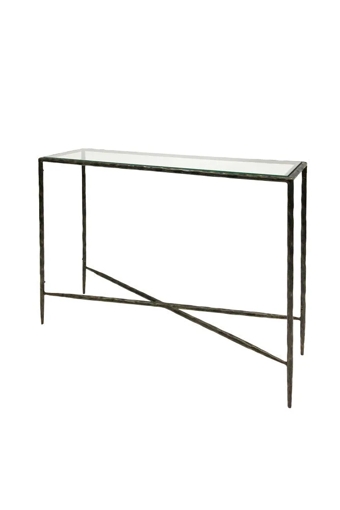 Black Console With Smoked Glass Top