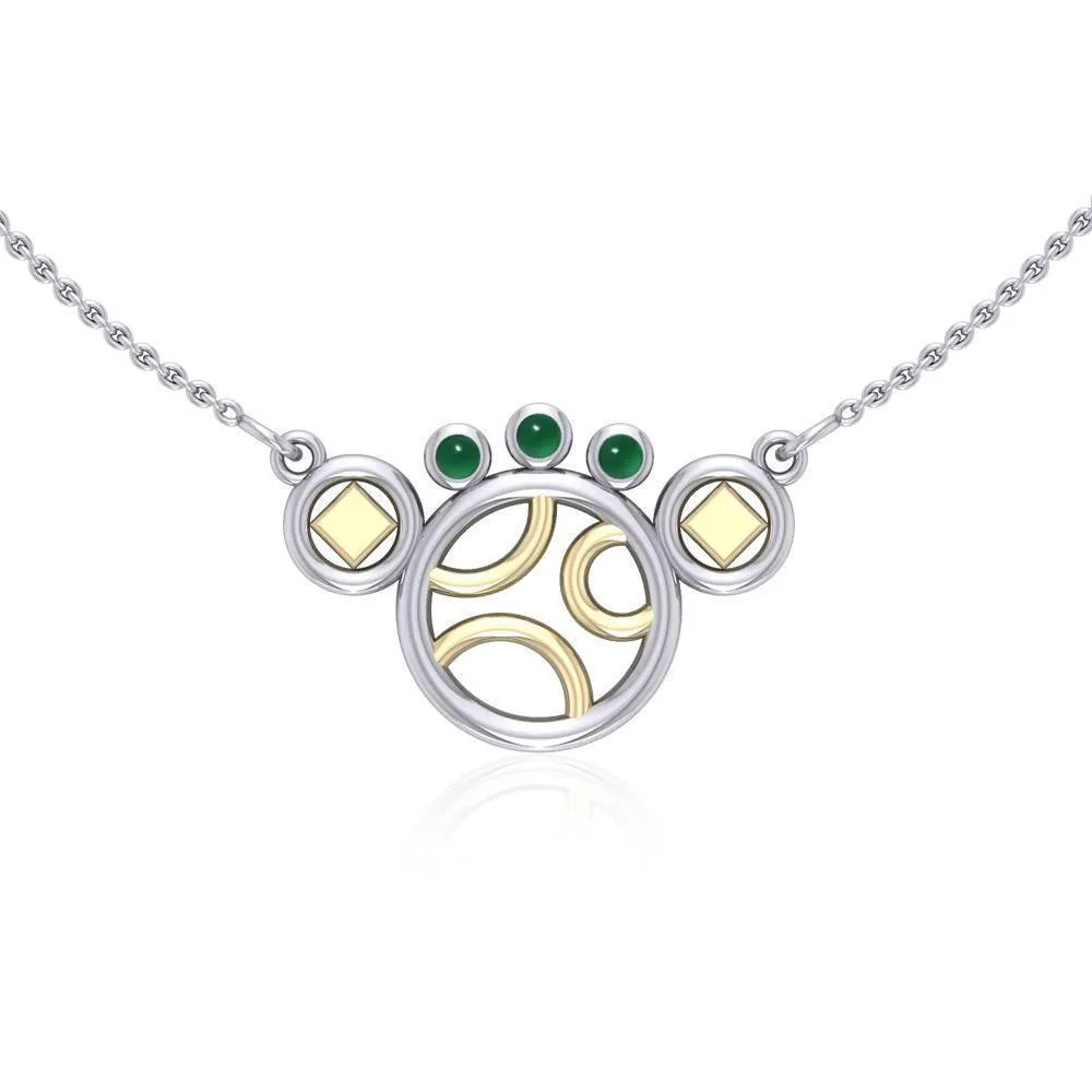 Black Magic Art Deco Silver & Gold Necklace MNC092