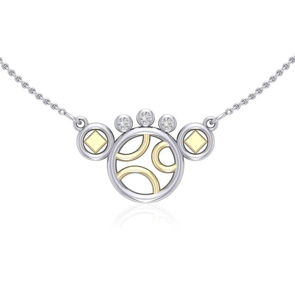 Black Magic Art Deco Silver & Gold Necklace MNC092