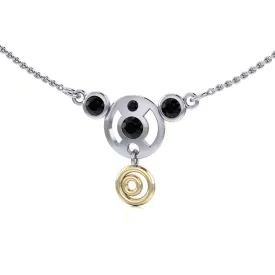 Black Magic Art Deco Silver & Gold Necklace MNC093