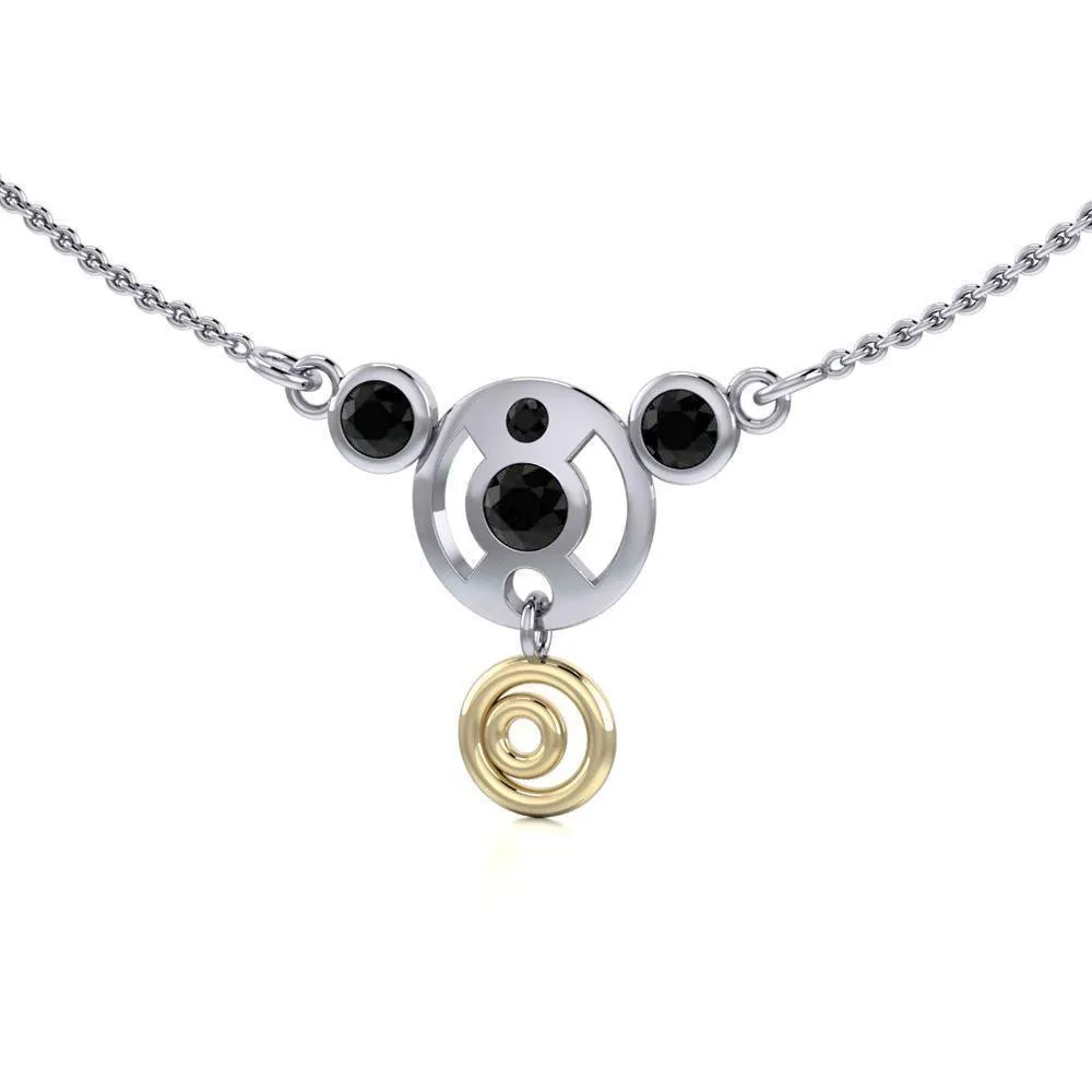 Black Magic Art Deco Silver & Gold Necklace MNC093