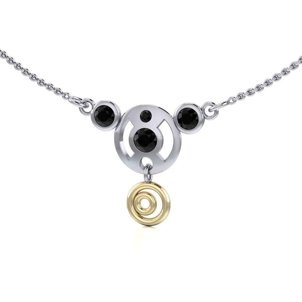 Black Magic Art Deco Silver & Gold Necklace MNC093
