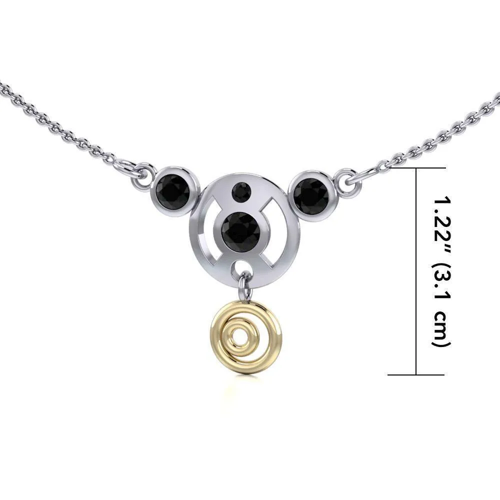 Black Magic Art Deco Silver & Gold Necklace MNC093