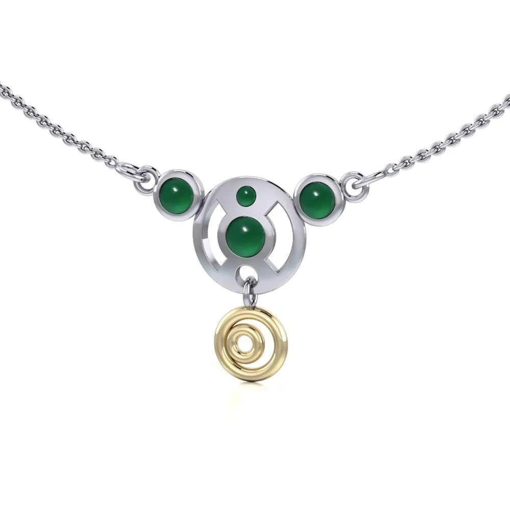 Black Magic Art Deco Silver & Gold Necklace MNC093