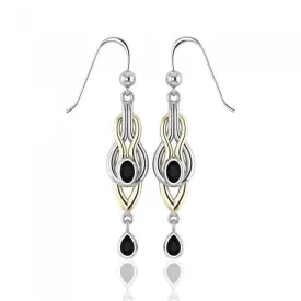 Black Magic Braided Silver & Gold Earrings MER385