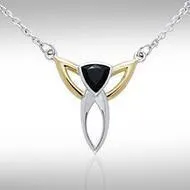Black Magic Silver & Gold Art Deco Triangle Necklace MNC096