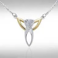 Black Magic Silver & Gold Art Deco Triangle Necklace MNC096