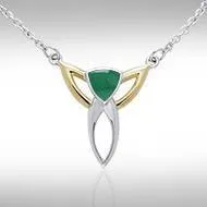 Black Magic Silver & Gold Art Deco Triangle Necklace MNC096