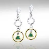 Black Magic Triangle & Circles Silver & Gold Earrings MER398