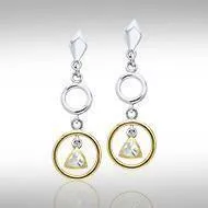 Black Magic Triangle & Circles Silver & Gold Earrings MER398
